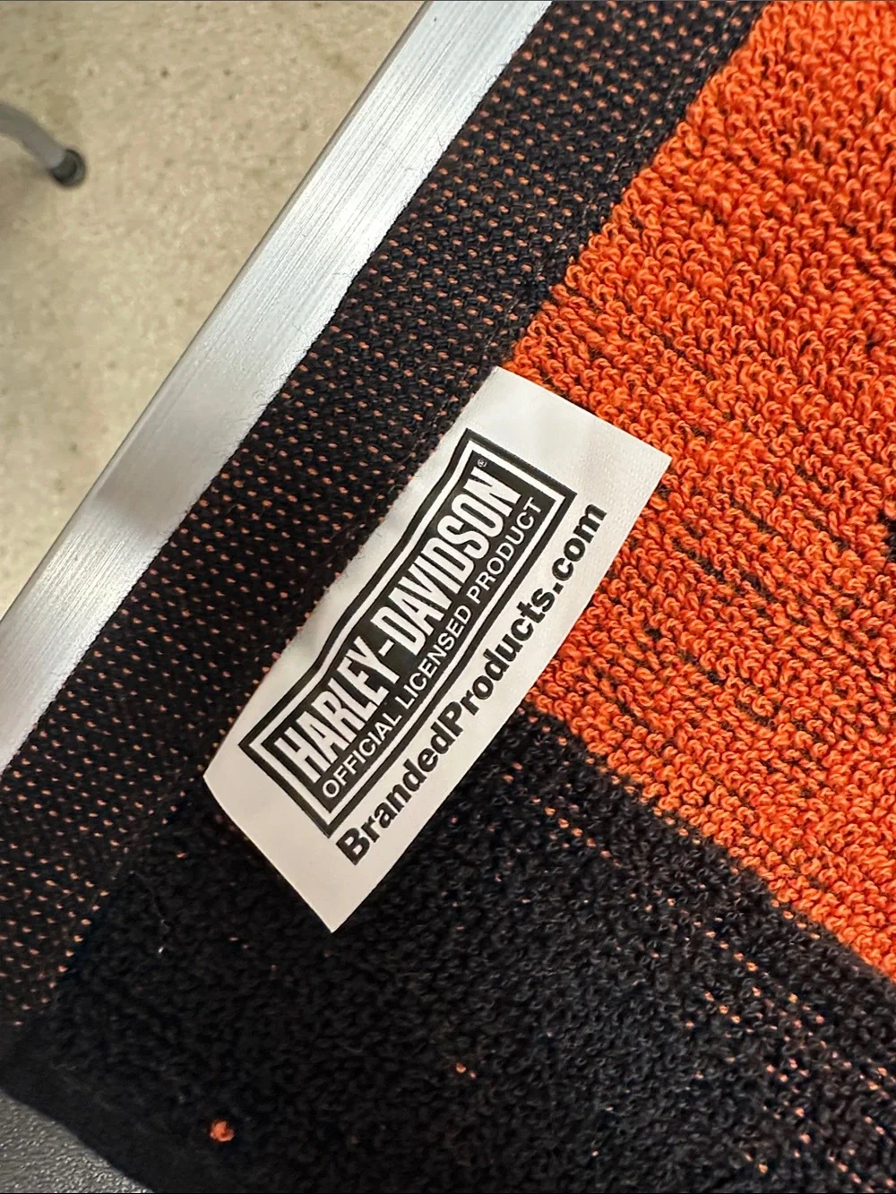 Harley-Davidson Orange and Black Motorcycles Logo Hand Towel
